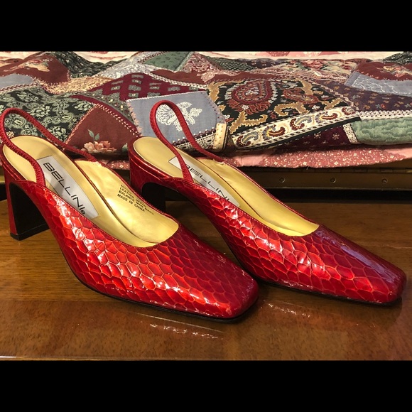 Women’s size 6M Red Leather Evening heels - Picture 1 of 8